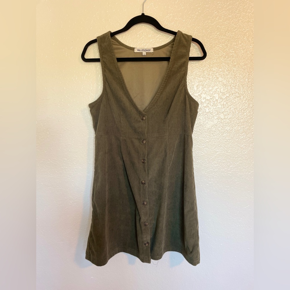 Green Button Down Corduroy Dress
